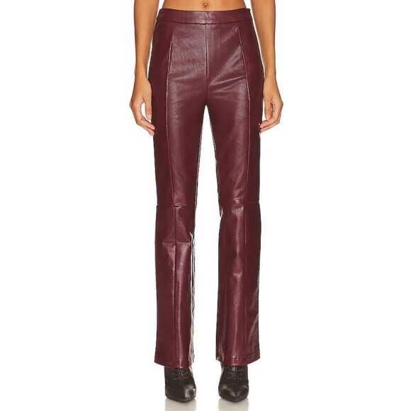 Superdown Marisol Flare Pants in Oxblood Faux Leather REVOLVE NWT L - Picture 1 of 11